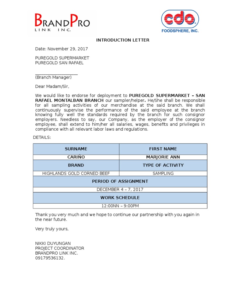 Intro Letter | PDF