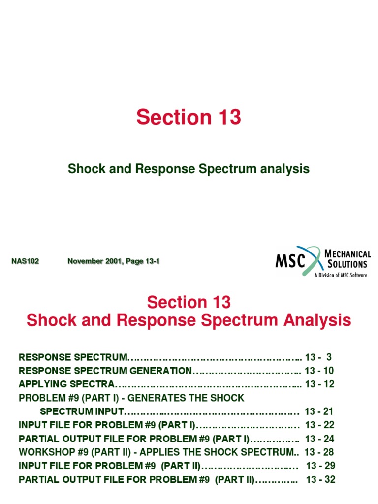 Section 13 Shock and Response Spectrum Analysis PDF Spectral
