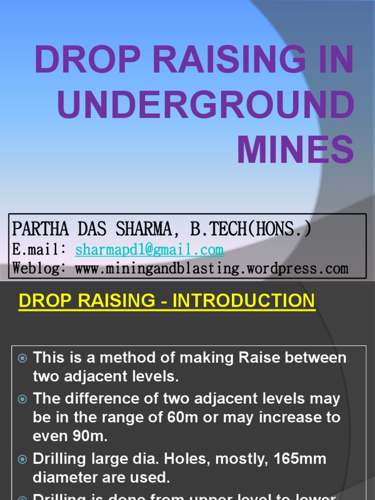 Drop Raising Techniques in Mining | PDF | Drilling | Nature