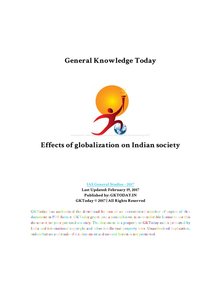 Effects of Globalization On Indian Society | PDF | Globalization ...