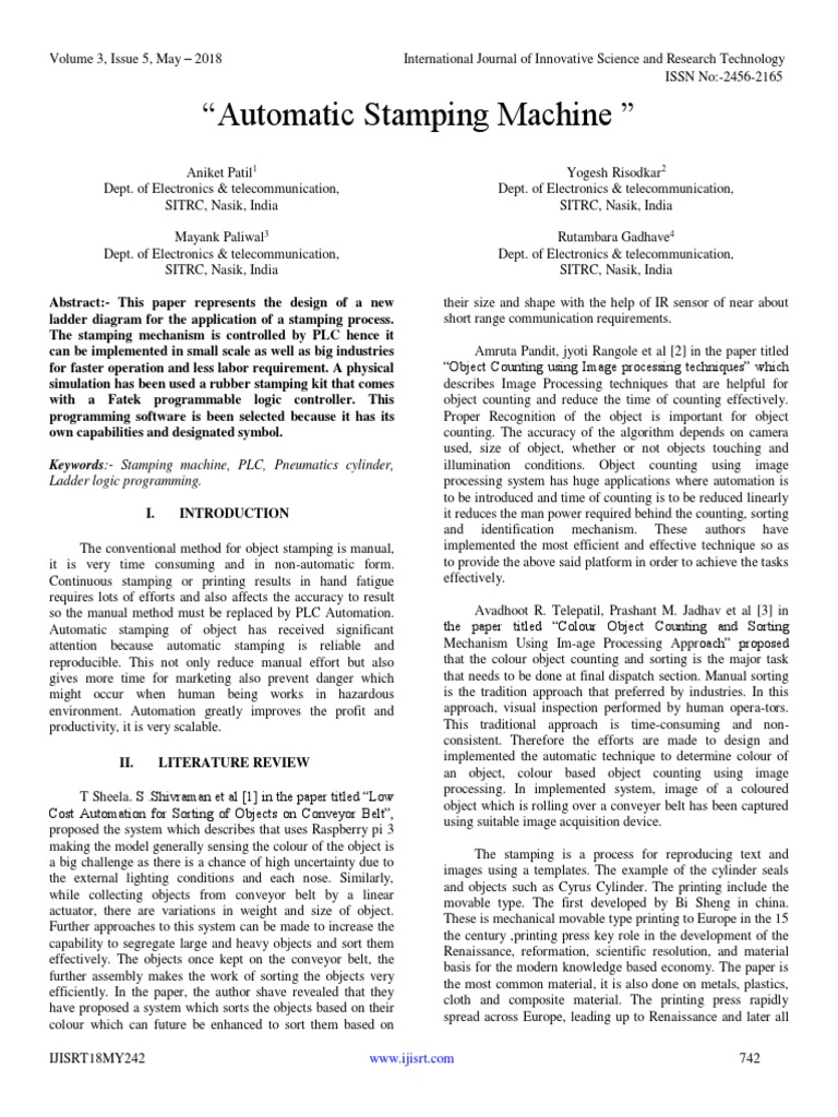 Automatic Stamping Machine PDF Machines Printing