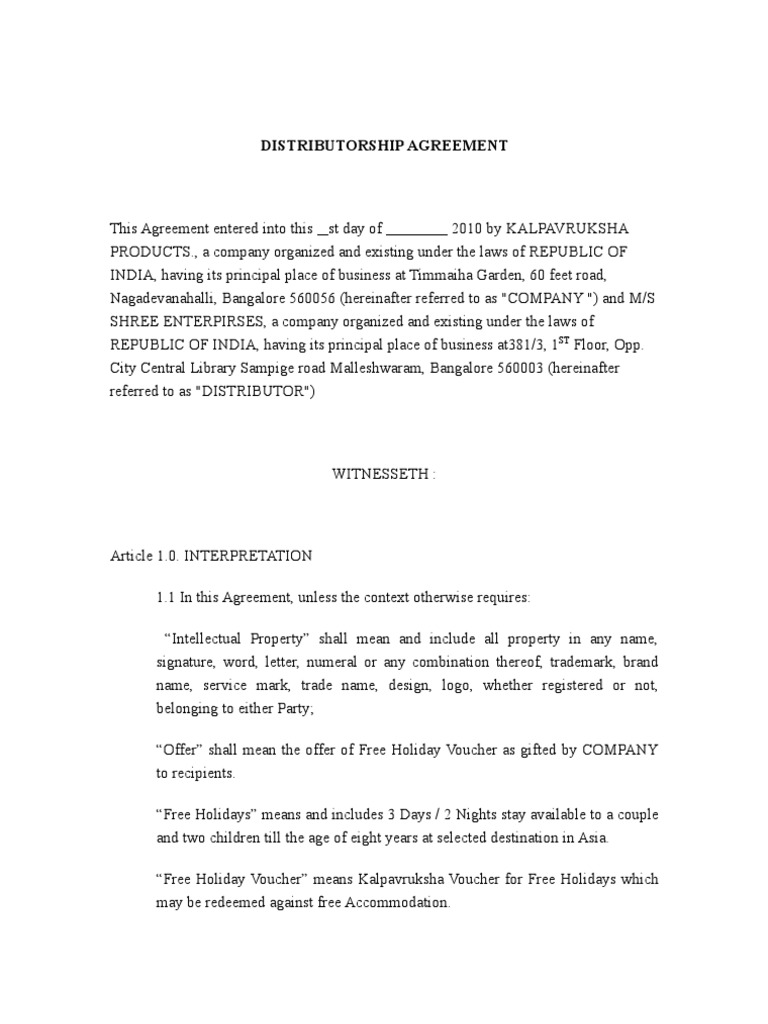 Distributor Ship Agreement Arbitration Discounts And Allowances