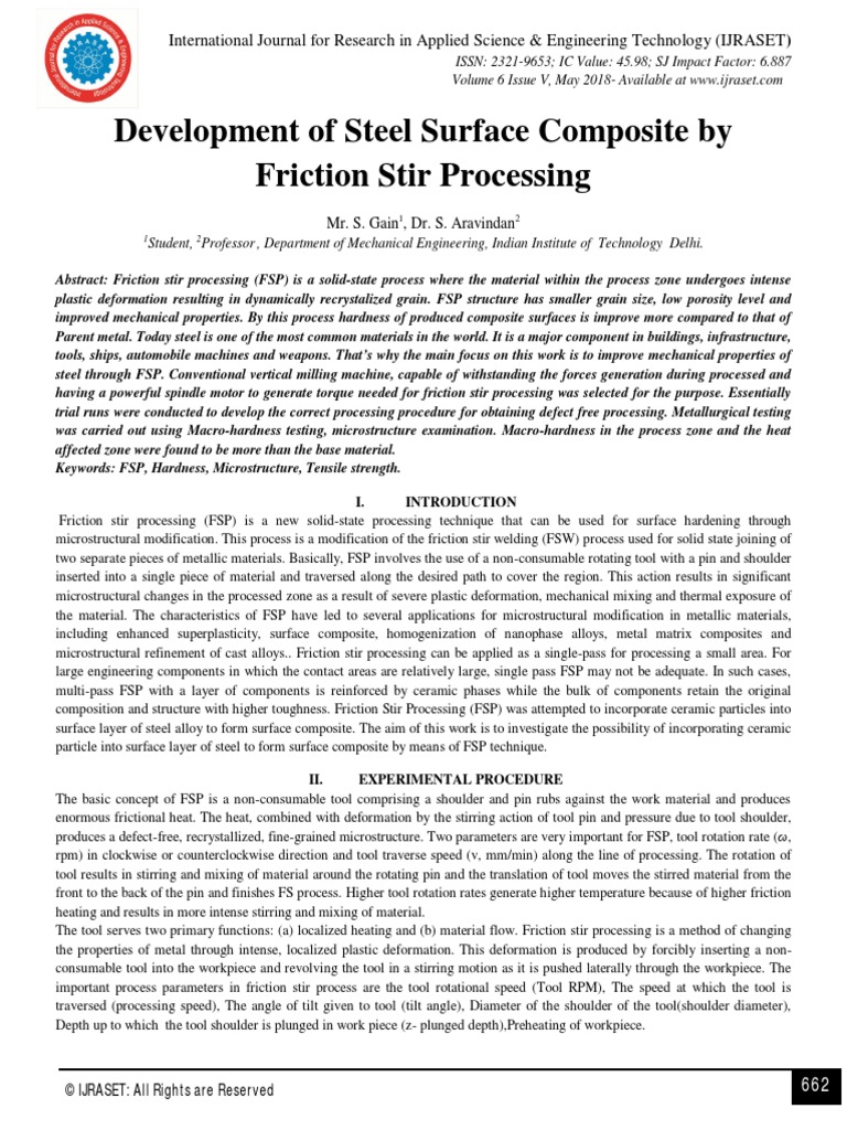 Development of Steel Surface Composite by Friction Stir Processing ...