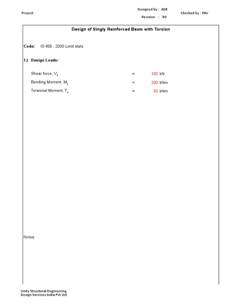 Design of Singly Reinforced Beam With Torsion | PDF | Beam (Structure ...