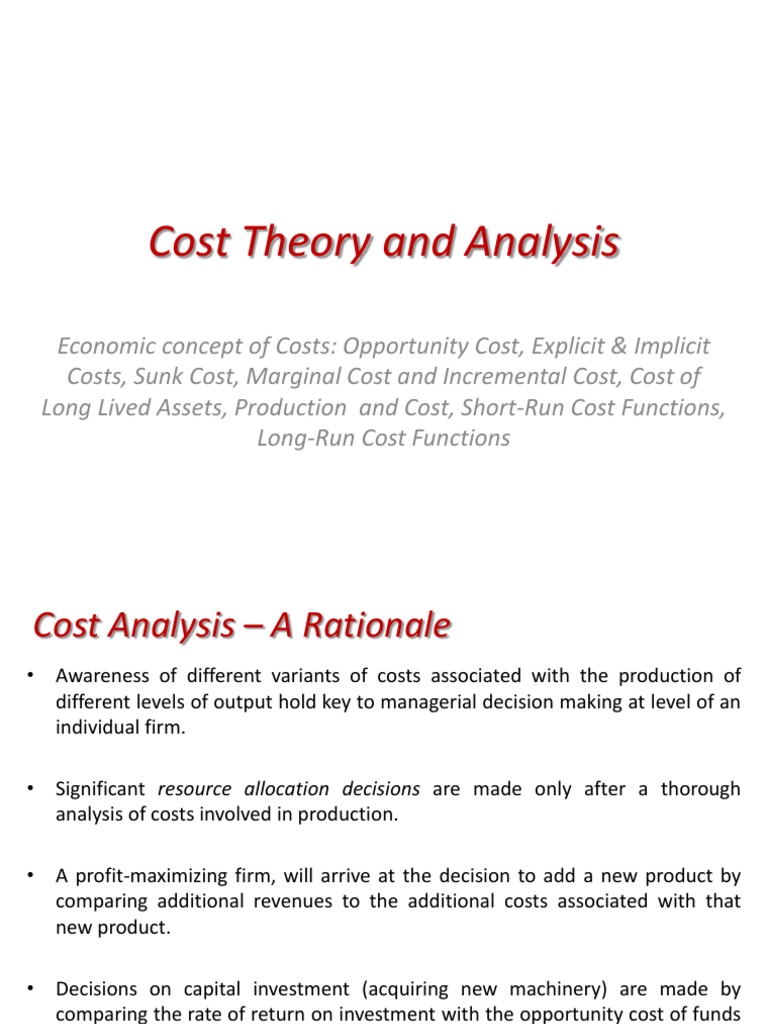 Cost Concepts in Economic Analysis | PDF | Average Cost | Long Run And  Short Run