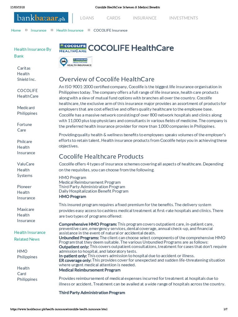 Cocolife HealthCare Schemes & Medical Benefits PDF Health Care