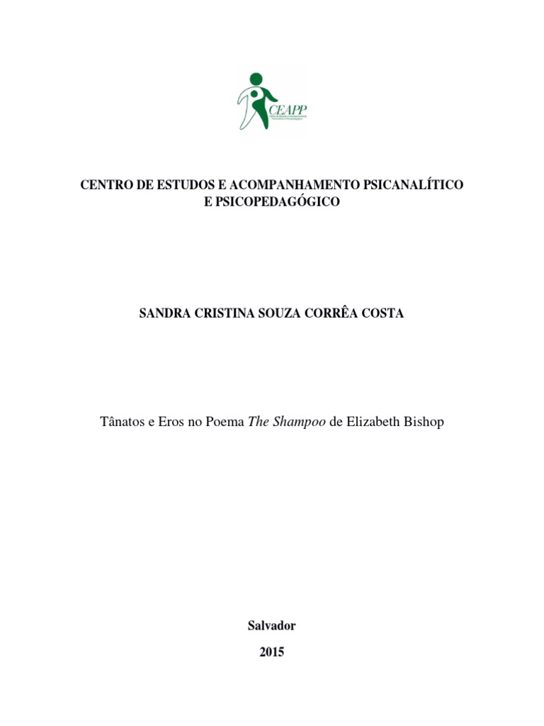 Thanatos e Eros No Poema Shampoo de Elizabeth PDF Sigmund