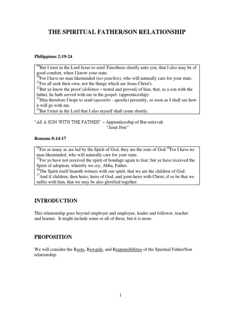 The Spiritual FatherSon Relationship PDF PDF Jesus Religious