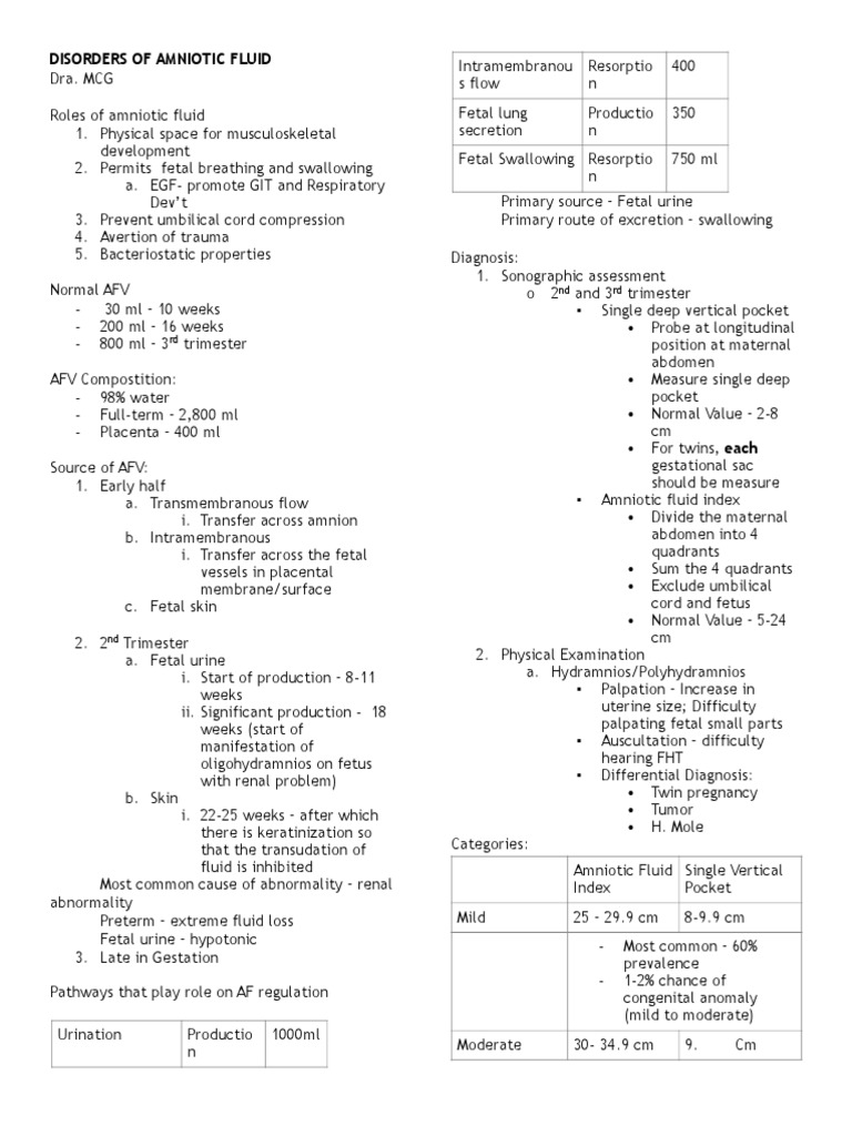 Obstetrics - Abnormalities of The Amniotic Fluid | PDF | Childbirth | Fetus