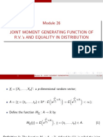 Joint Moment Generating Function of R.V.'S and Equality in Distribution