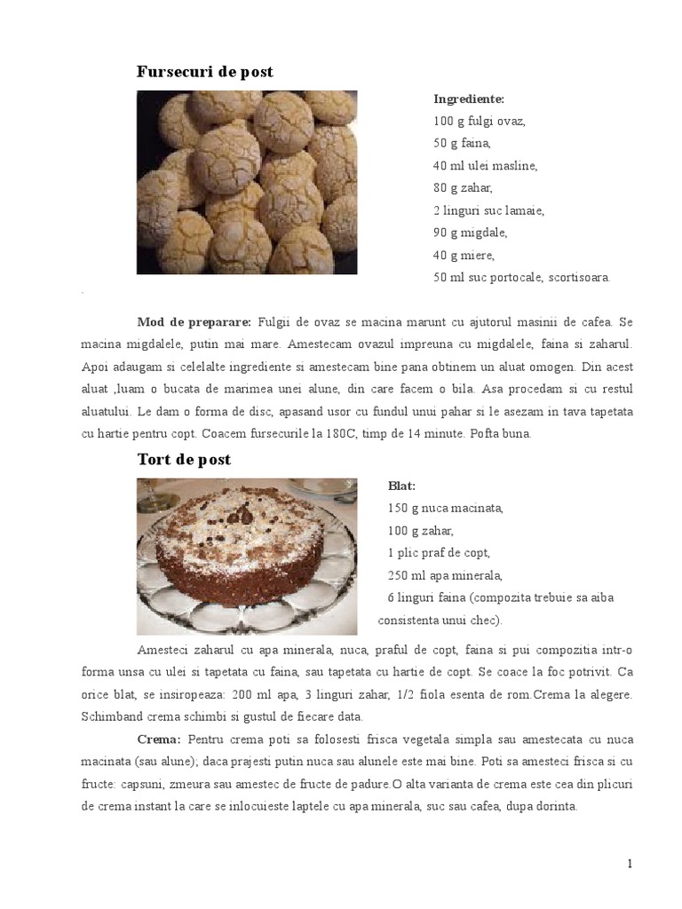Retete Dulciuri de Post | PDF
