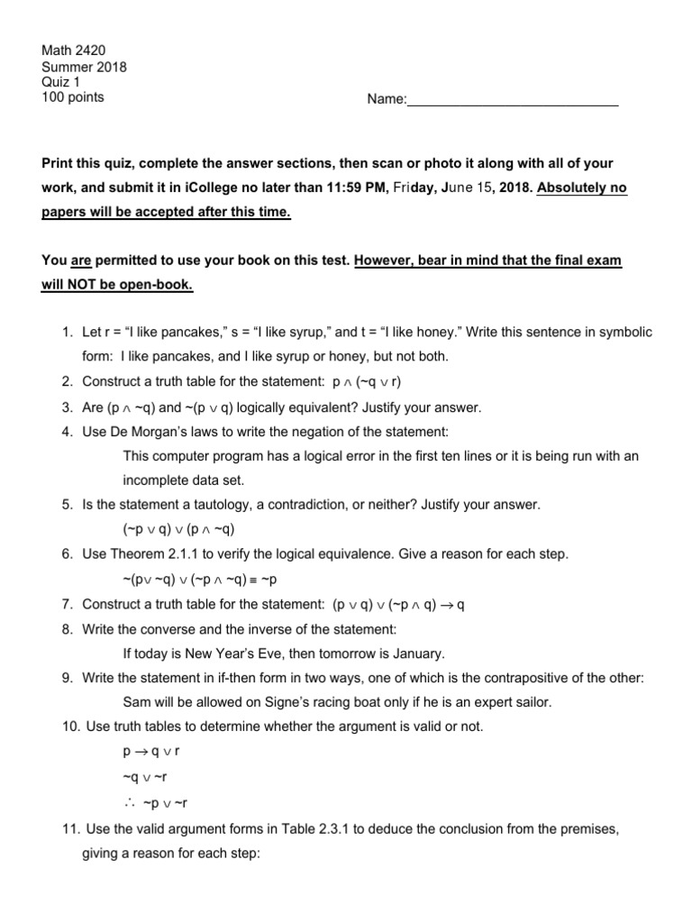 math t assignment example