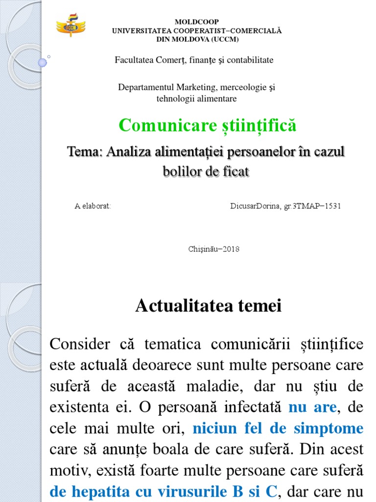 Comunicare științifică Tema Analiza Alimentației Persoanelor In