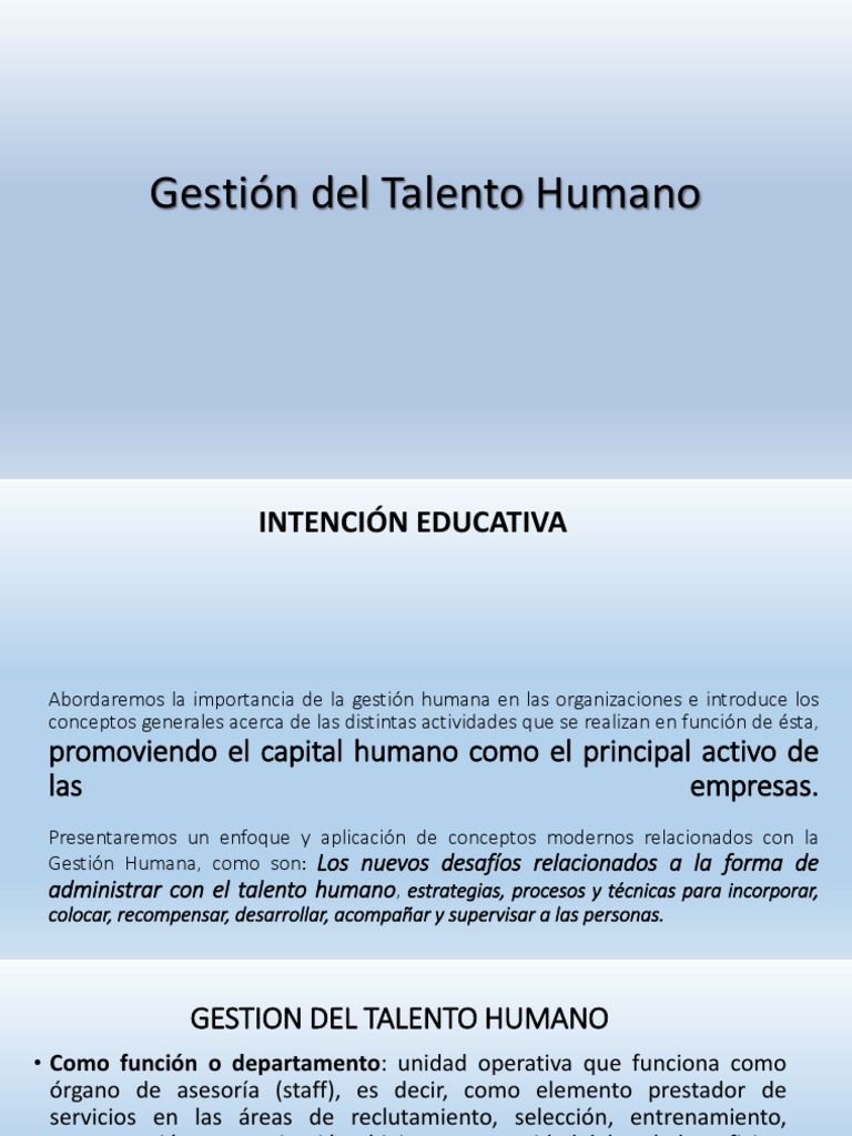 Gestion Del Talento Humano Powerpoint | PDF | Gestión de recursos ...
