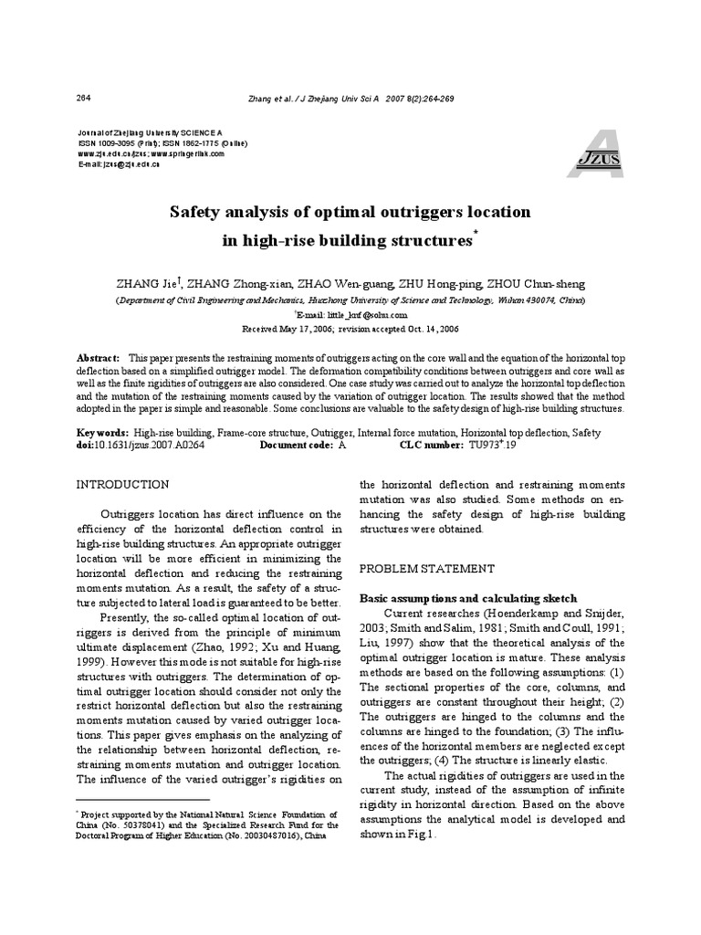 Safety Analysis of Optimal Outriggers Location in High-Rise Building ...
