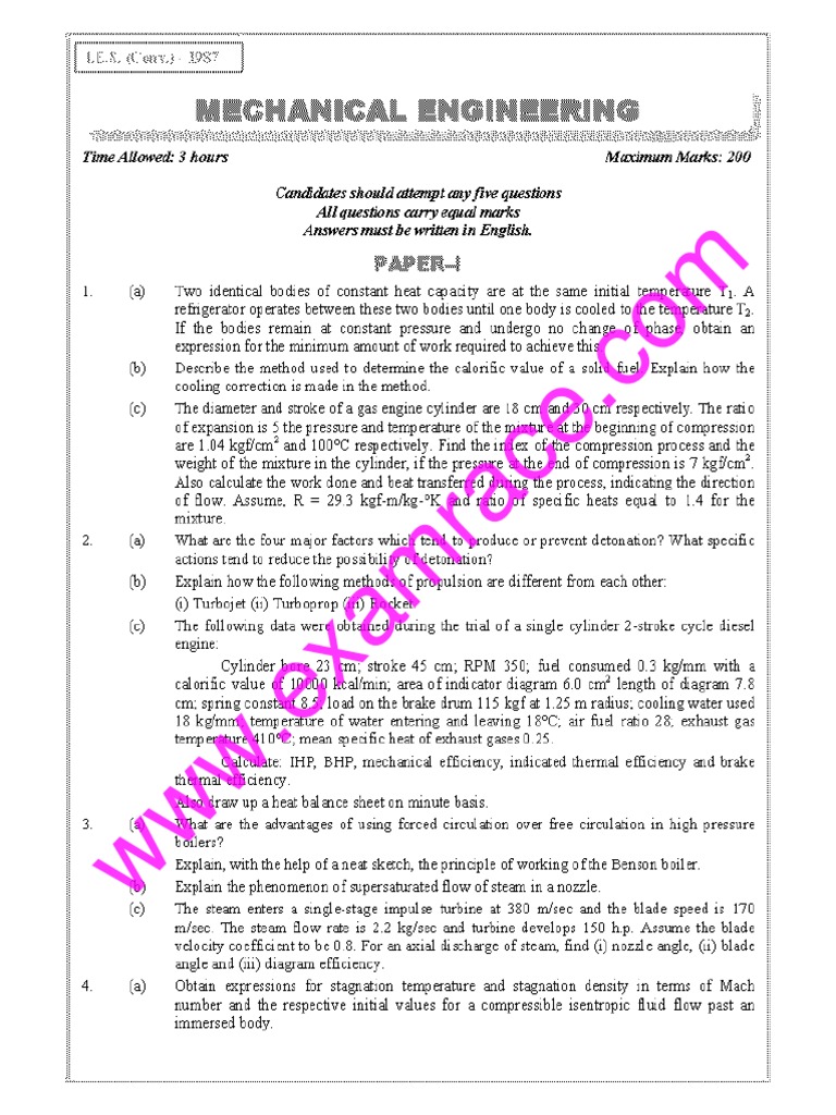 Mechanical Engineering Exam Guide | PDF | Applied And Interdisciplinary ...