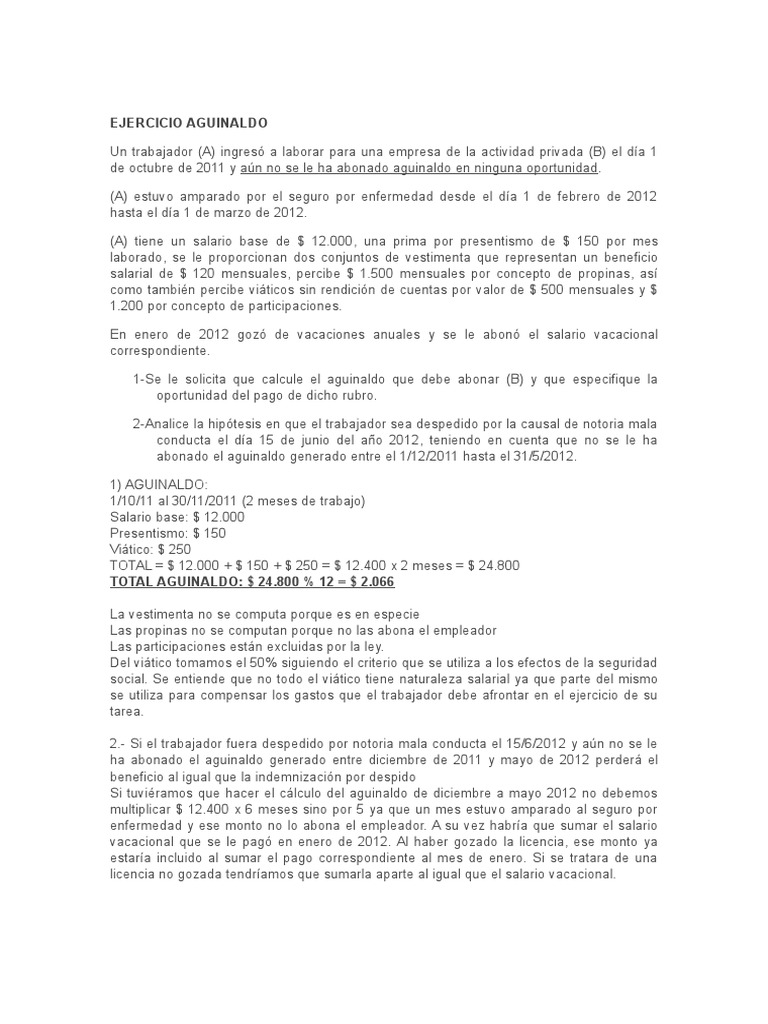 Cálculo y Análisis del Aguinaldo Laboral | PDF | Salario | Euro