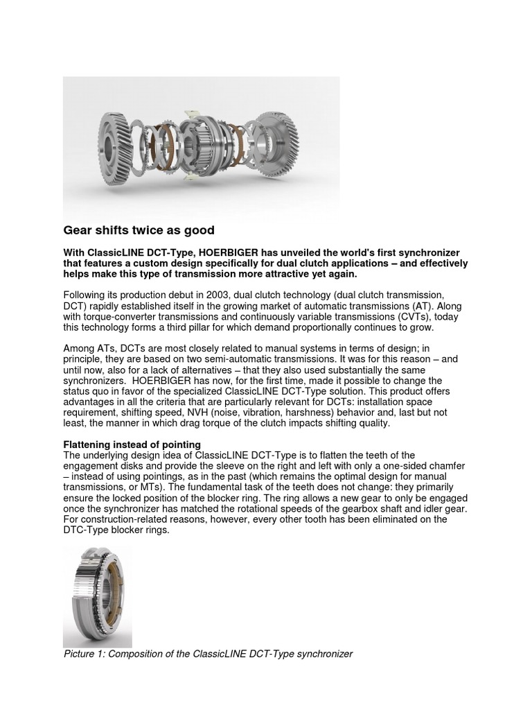 HOERBIGER DCT-Type Synchronizer | PDF | Manual Transmission ...