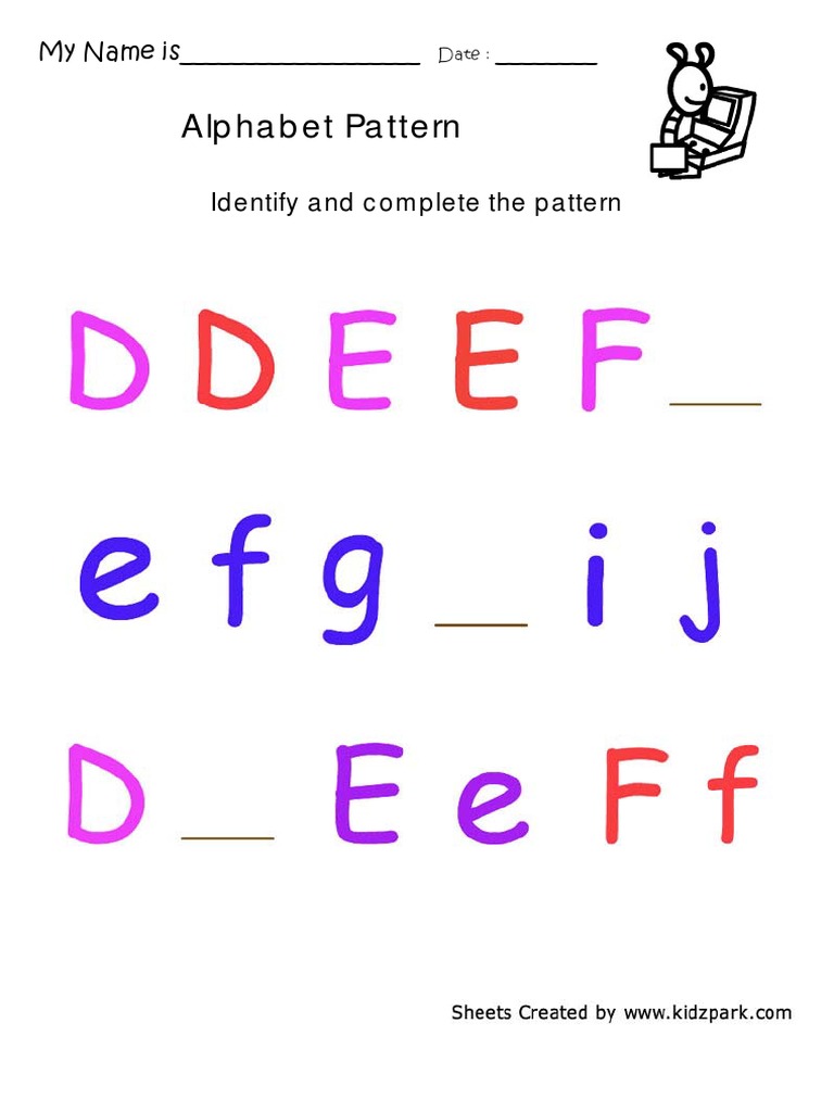 Alphabet Pattern Completion Exercise | PDF