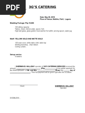 3g’s Catering Contract