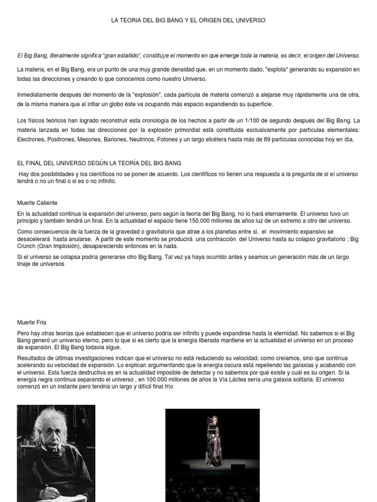 Resumen de la Teoría del Big Bang | PDF | Big Bang | Universo