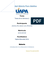 Jeremy Lora Tarea de La Semana 2 Introducción A La Educación A Distancia