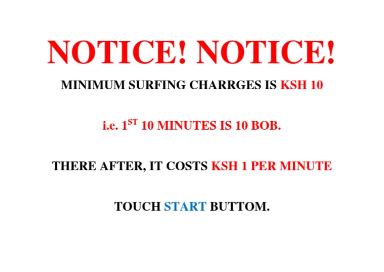 Minimum Surfing Charges Announcement | PDF