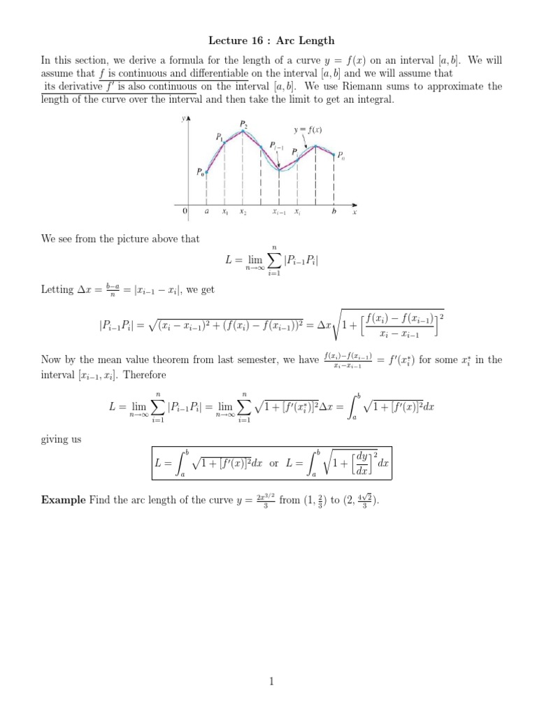 ArcLength | PDF | Integral | Calculus