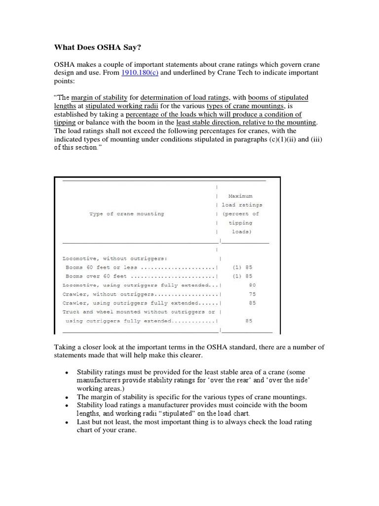 What Does OSHA Say & Questions PDF Crane (Machine) Rope