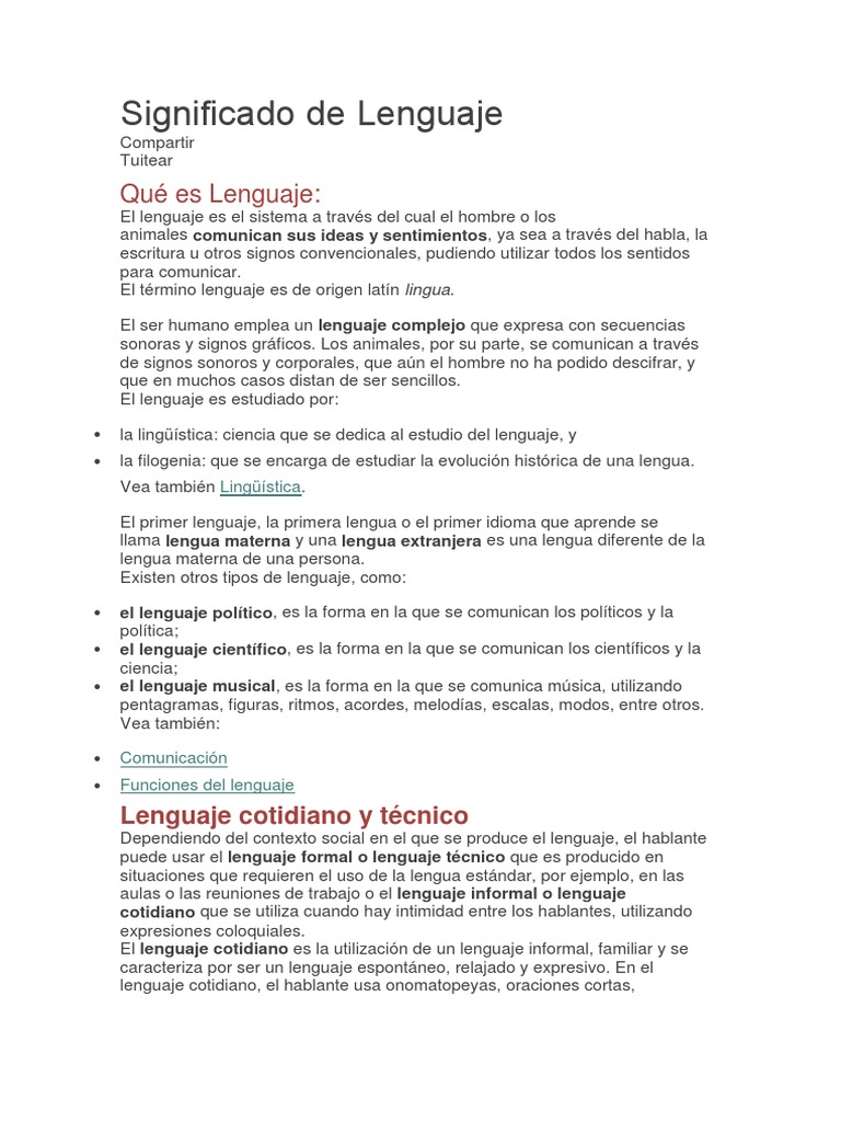 Tipos y Significado del Lenguaje | PDF | Lingüística | Comunicación