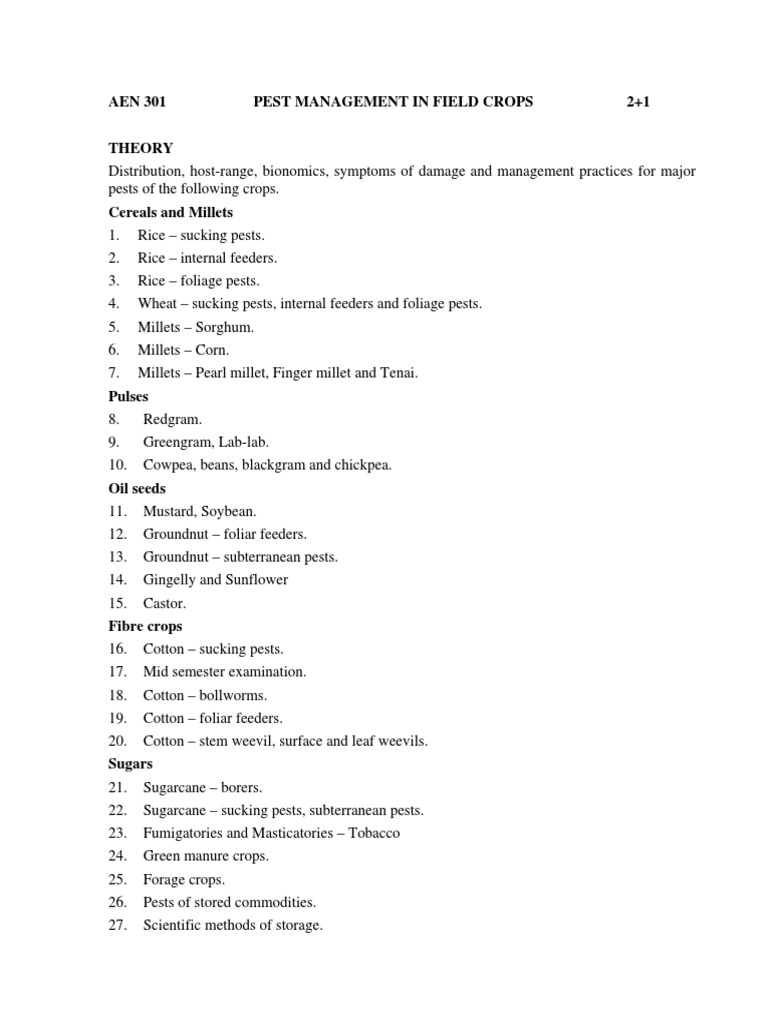 Pest Management in Field Crops | PDF | Pupa | Lepidoptera