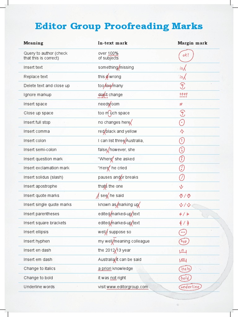 Proofreading Marks and Their Meanings | PDF | Bracket | Notation