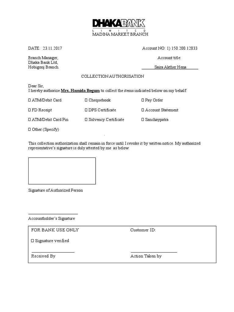 For Bank Use Only Customer ID: Signature Verified | PDF