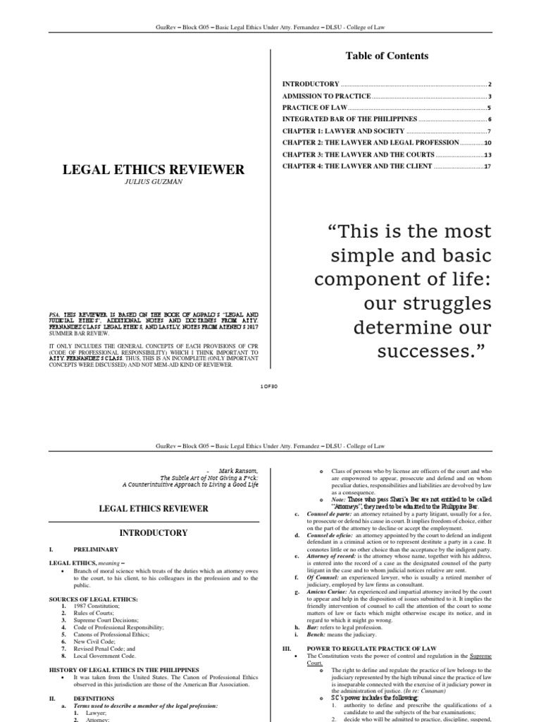 Basic Legal Ethics GuzRev Final | PDF | Lawyer | Practice Of Law