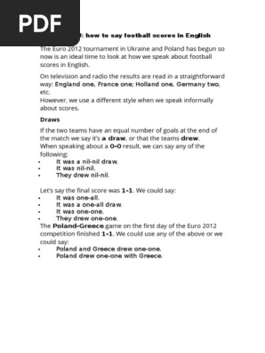 Football - How To Say Football Scores in English | PDF
