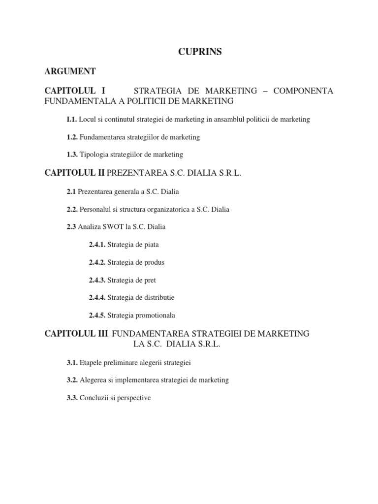 Fundamentarea Strategiei de Piata PDF