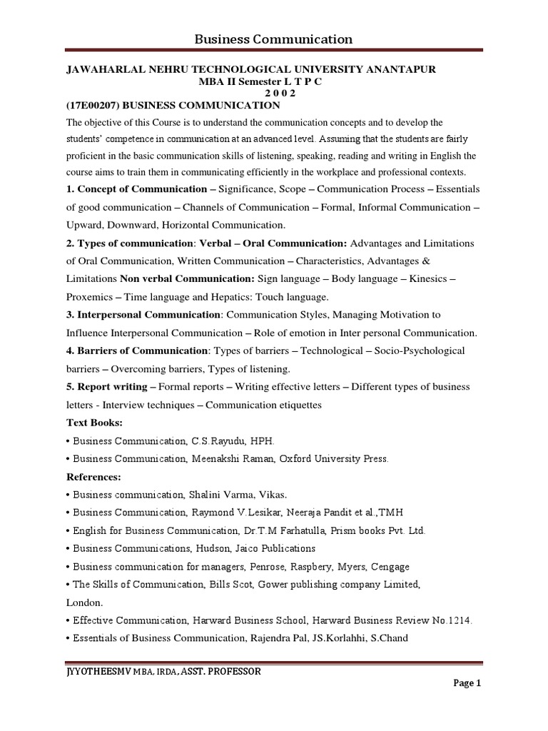 Advanced Business Communication Skills | PDF | Nonverbal Communication ...