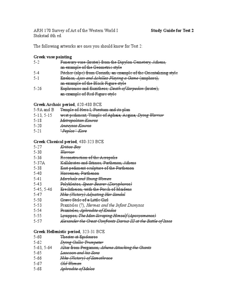 Art History Study Guide: Test 2 | PDF | Classical Antiquity | Ancient ...