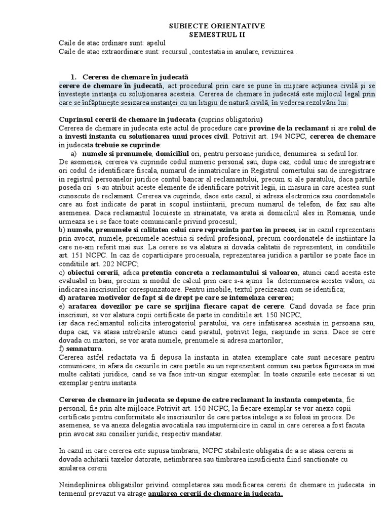 Procesual Civil Examen Sem Ii