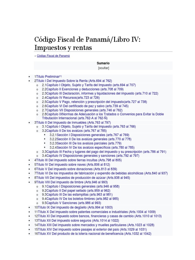 Código Fiscal de Panamá: Impuestos y Renta | PDF | Impuesto sobre la ...
