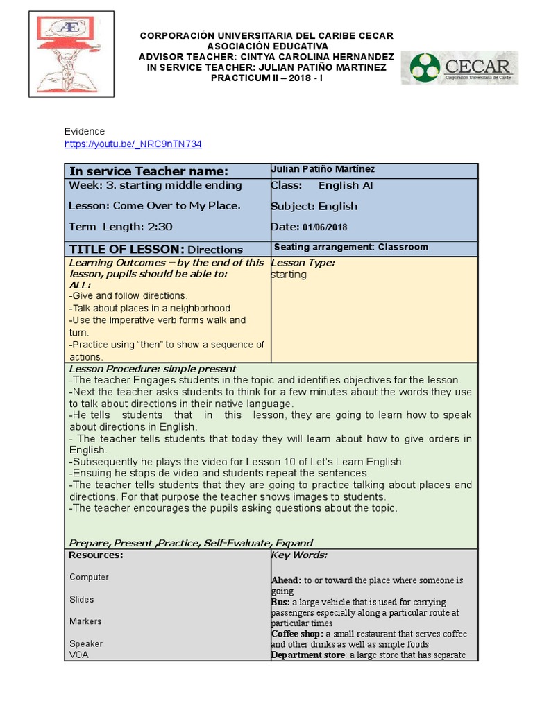 Teaching Directions in English Lesson | PDF | Rapid Transit | English ...