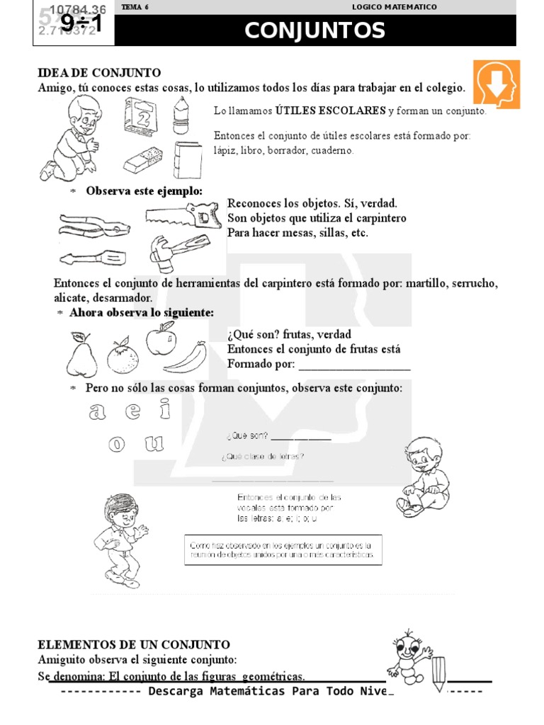 Ejercicios de Conjuntos para Primaria | PDF | Conjunto (Matemáticas ...