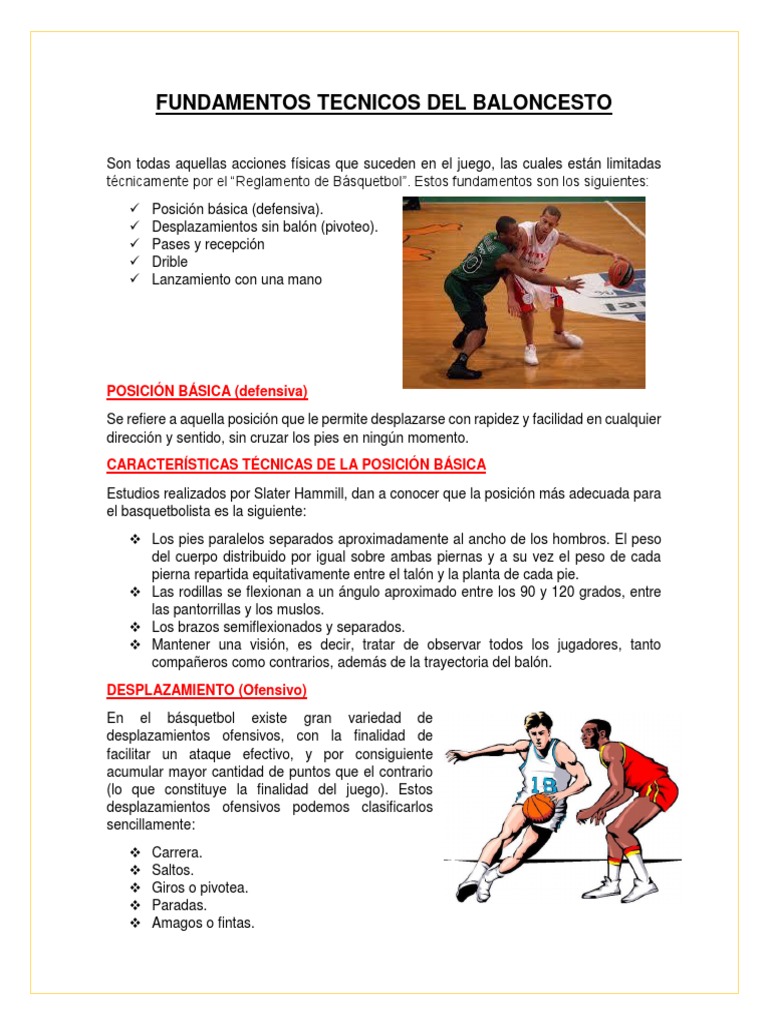 Fundamentos Tecnicos Del Baloncesto Sebas 2 Tipeao | PDF | Pelota | Deportes
