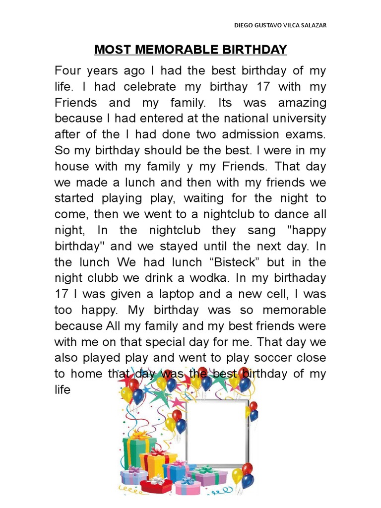 Most Memorable Birthday Essay