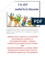 El Día Mundial de La Educación Se Aplicó Por Los Acuerdos Entre La ONU y La