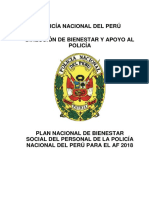 Plan Nacional de Bienestar Social Del Personal de La Policía Nacional Del Perú Para 2018