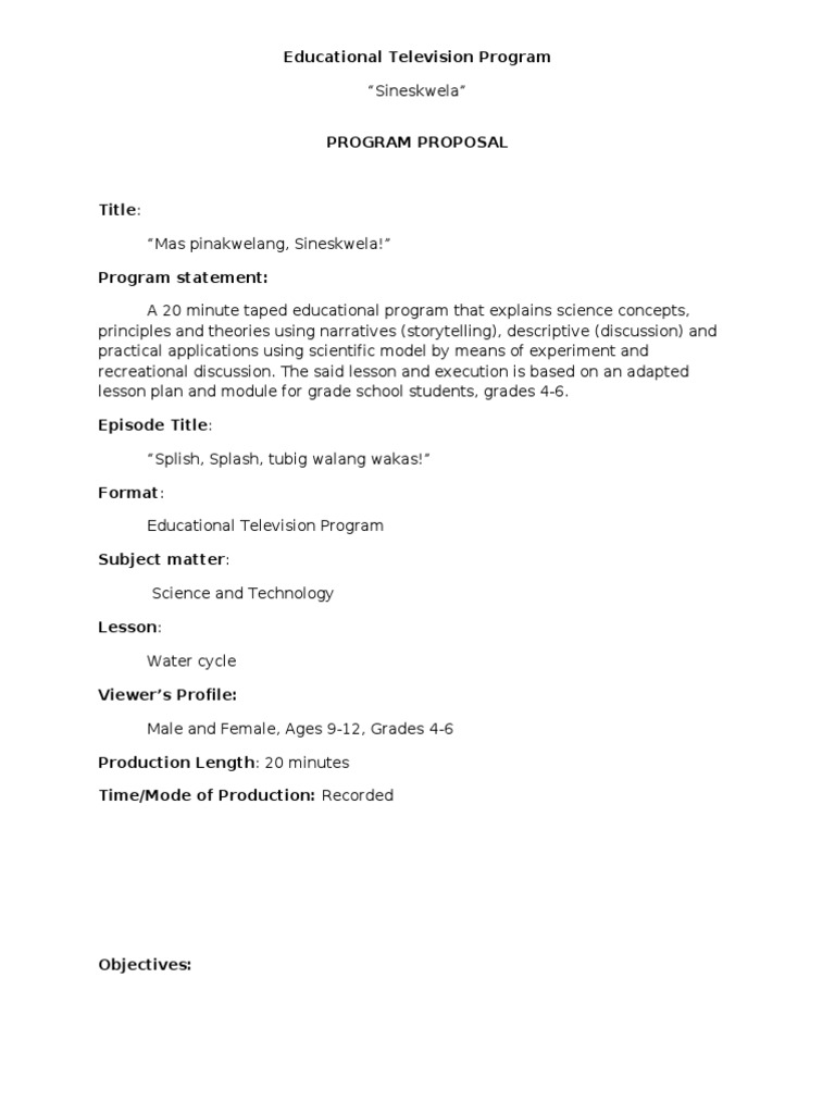 Concept Proposal - ETV Program  PDF  Concept  Science