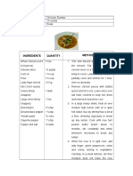 Name of Dish Portion Size Dish Category: Chicken Gumbo 15 Yields Soup