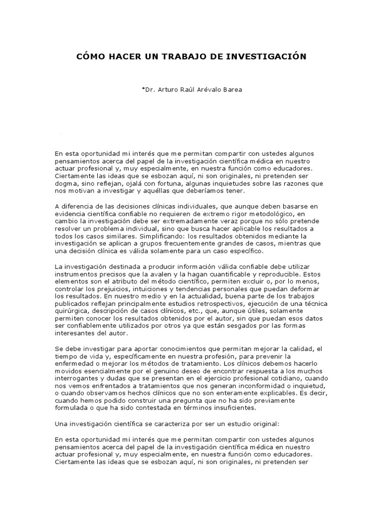Cómo Hacer Un Trabajo de Investigación | PDF | Método científico | Toma ...