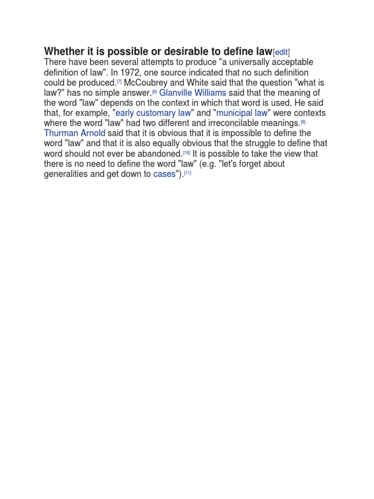 Whether It Is Possible or Desirable To Define Law Glanville Williams